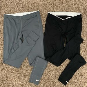 Nike pro grey and black lined full-length leggings